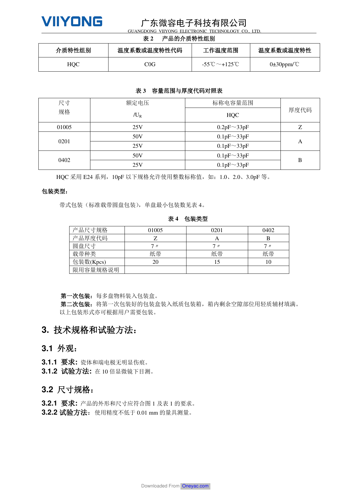 RF / 微波系列规格第 2 页(完整页)