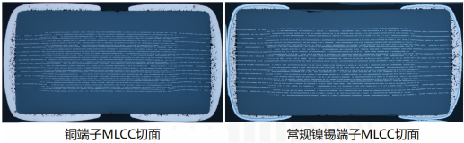 铜端子MLCC与常规镍锡端子MLCC切面对比(完整图)